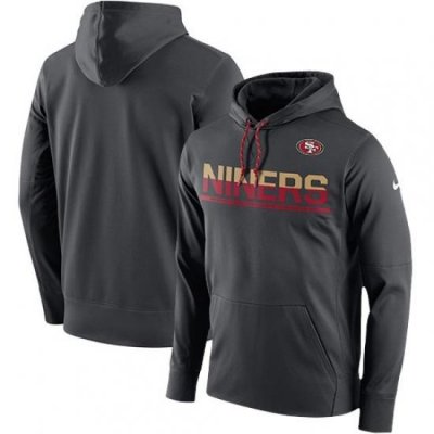 NFL Mens San Francisco 49ers Nike Anthracite Sideline Circuit Pullover Performance Hoodie