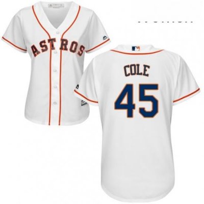 Womens Majestic Houston Astros 45 Gerrit Cole Replica White Home Cool Base MLB Jersey