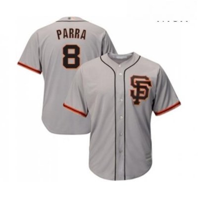 Mens San Francisco Giants 8 Gerardo Parra Replica Grey Road 2 Cool Base Baseball Jersey