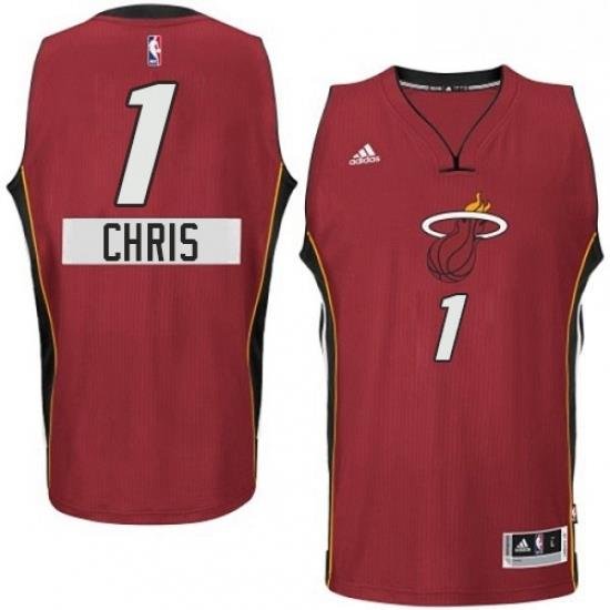 Mens Adidas Miami Heat 1 Chris Bosh Swingman Red 2014 15 Christmas Day NBA Jersey