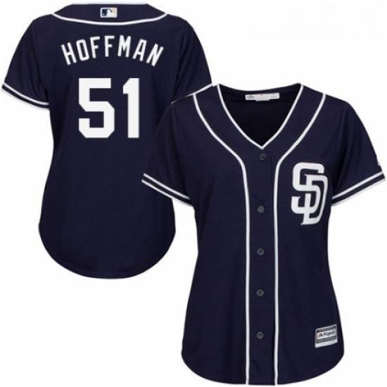 Womens Majestic San Diego Padres 51 Trevor Hoffman Authentic Navy Blue Alternate 1 Cool Base MLB Jersey