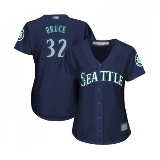 Womens Seattle Mariners 32 Jay Bruce Replica Navy Blue Alternate 2 Cool Base Baseball Jersey