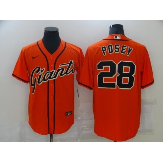 Men's San Francisco Giants #28 Buster Posey Orange Alternate Flex Base Authentic Collection Jersey