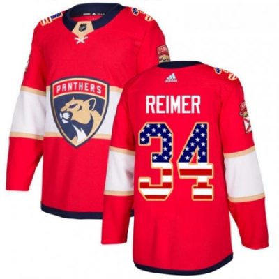 Youth Adidas Florida Panthers 34 James Reimer Authentic Red USA Flag Fashion NHL Jersey