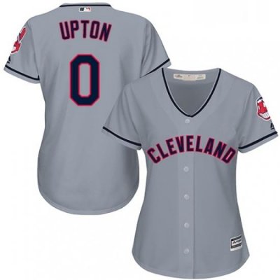 Womens Majestic Cleveland Indians 0 BJ Upton Authentic Grey Road Cool Base MLB Jersey