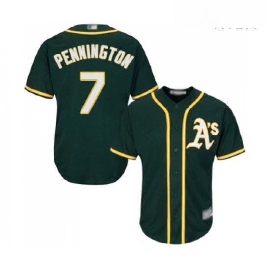 Mens Oakland Athletics 7 Cliff Pennington Replica Green Alternate 1 Cool Base Baseball Jersey