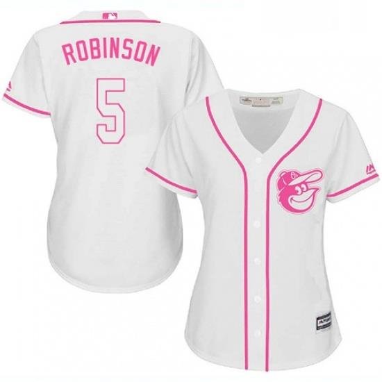 Womens Majestic Baltimore Orioles 5 Brooks Robinson Authentic White Fashion Cool Base MLB Jersey