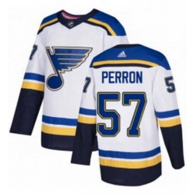 Mens Adidas St Louis Blues 57 David Perron Authentic White Away NHL Jersey