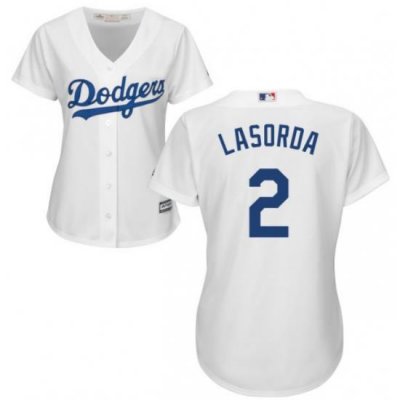 Women Los Angeles Tommy Lasorda White Cool Base Jersey