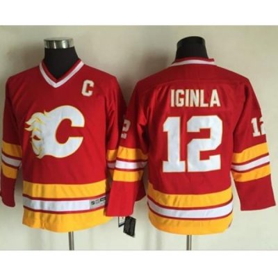 Flames #12 Jarome Iginla Red CCM Throwback Stitched Youth NHL Jersey