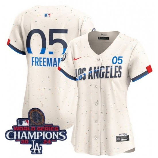 Women Nike Los Angeles Dodgers Freddie Freeman #5 Ice Cream 2024 World Series Champions Stitched MLB Jersey