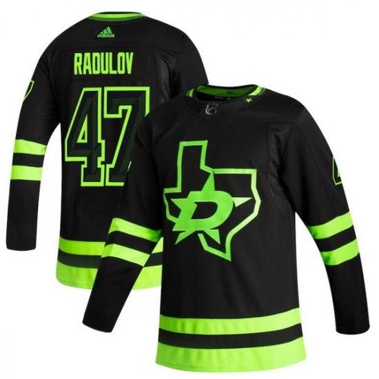 Men Dallas Stars 47 Alexander Radulov Black Adidas 2020 21 Reverse Retro Alternate NHL Jersey