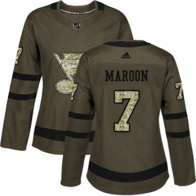 Womens Adidas St Louis Blues 7 Patrick Maroon Authentic Green Salute to Service NHL Jersey