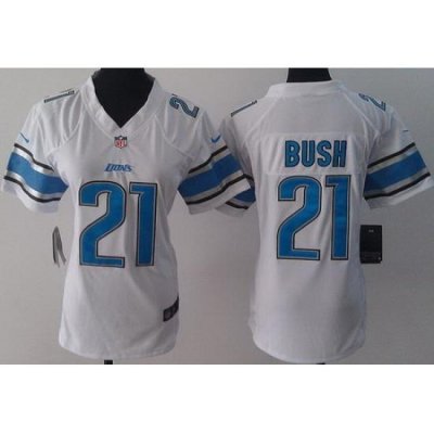 Women Nike Detroit Lions 21 Reggie Bush White LIMITED Jerseys