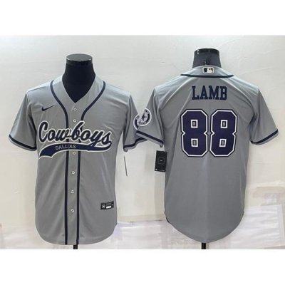 Men Dallas Cowboys 88 CeeDee Lamb Grey Cool Base Stitched Baseball Jersey