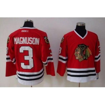 Blackhawks #3 Keith Magnuson Stitched Red NHL Jersey