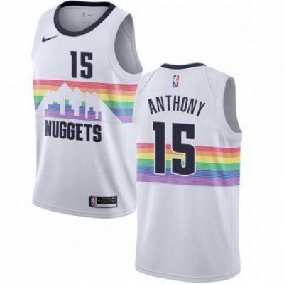 Mens Nike Denver Nuggets 15 Carmelo Anthony Swingman White NBA Jersey City Edition