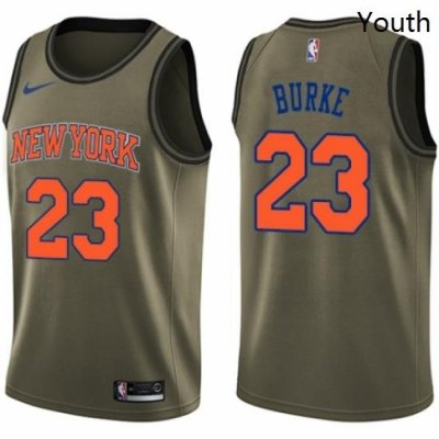 Youth Nike New York Knicks 23 Trey Burke Swingman Green Salute to Service NBA Jersey