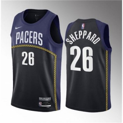 Men Indiana Pacers 26 Ben Sheppard Blue 2023 Draft City Edition Stitched Basketball Jersey