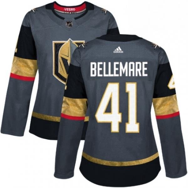 Womens Adidas Vegas Golden Knights 41 Pierre Edouard Bellemare Authentic Gray Home NHL Jersey