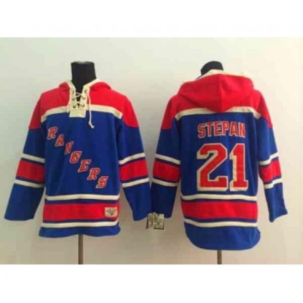 nhl jerseys new york rangers #21 stepan blue[pullover hooded sweatshirt][stepan]