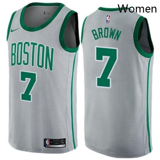 Womens Nike Boston Celtics 7 Jaylen Brown Swingman Gray NBA Jersey City Edition