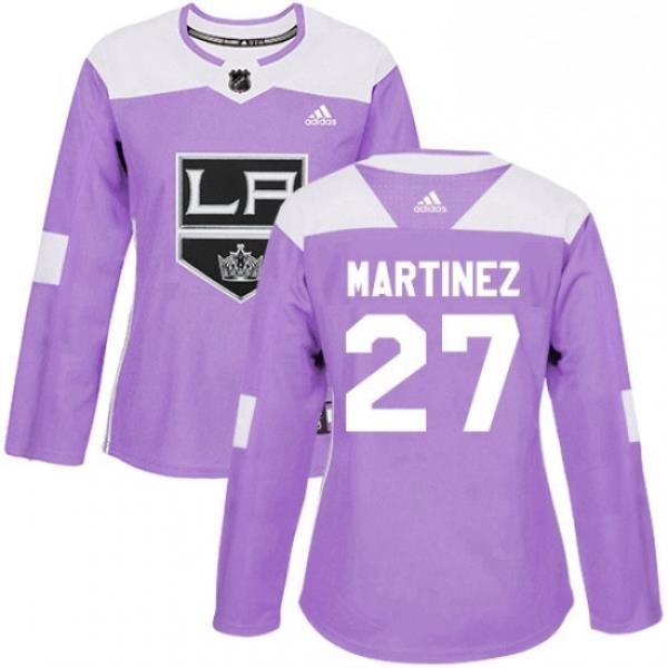 Womens Adidas Los Angeles Kings 27 Alec Martinez Authentic Purple Fights Cancer Practice NHL Jersey