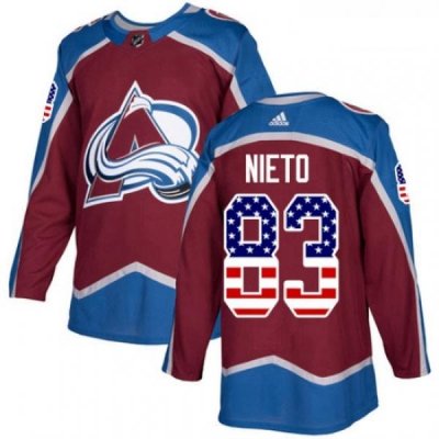 Youth Adidas Colorado Avalanche 83 Matt Nieto Authentic Burgundy Red USA Flag Fashion NHL Jersey