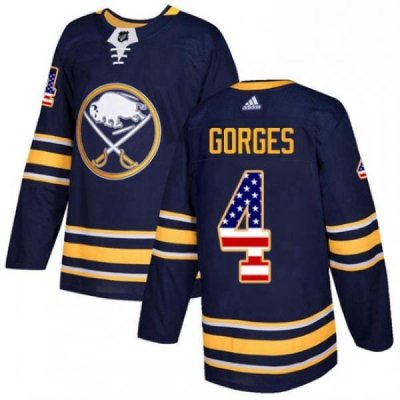 Mens Adidas Buffalo Sabres 4 Josh Gorges Authentic Navy Blue USA Flag Fashion NHL Jersey