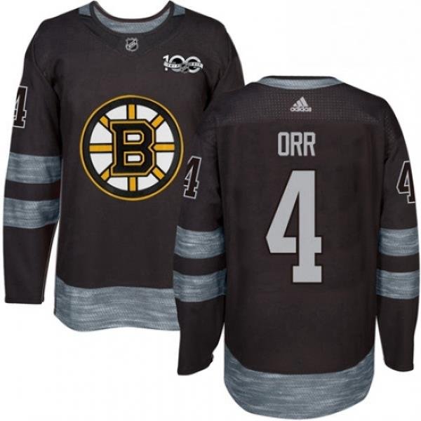 Mens Adidas Boston Bruins 4 Bobby Orr Premier Black 1917 2017 100th Anniversary NHL Jersey