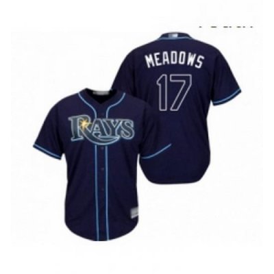 Youth Tampa Bay Rays 17 Austin Meadows Replica Navy Blue Alternate Cool Base Baseball Jersey