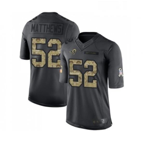 Youth Los Angeles Rams 52 Clay Matthews Limited Black 2016 Salute to Service Football Jersey