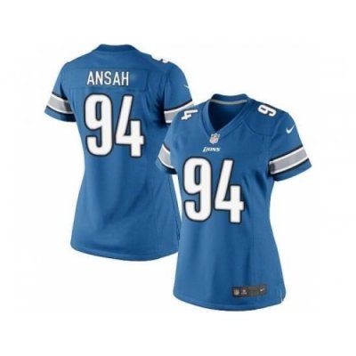 Nike NFL Detroit Lions #94 Ziggy Ansah Elite Women's Light Blue Team Color Jersey