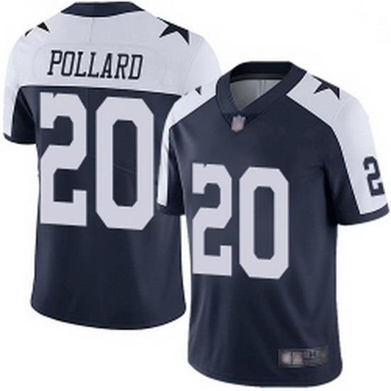 Men Dallas Cowboys 20 Tony Pollard Navy Blue Thanksgiving Stitched Vapor Untouchable Limited Jersey