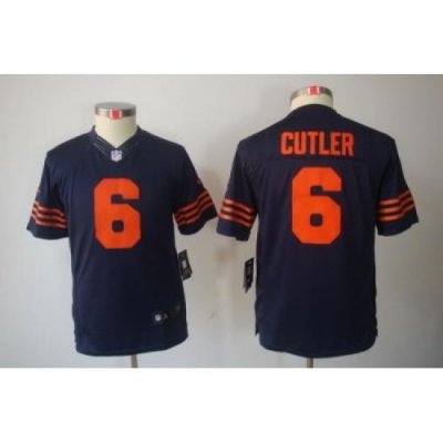 Youth Nike Chicago Bears 6# Jay Cutler Blue LIMITED Jerseys(Orange Number)