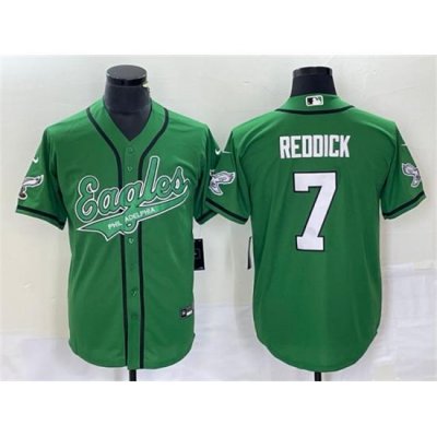 Men Philadelphia Eagles 7 Haason Reddick Green Cool Base Stitched Baseball Jersey