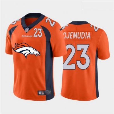 Nike Broncos  Michael Ojemudia Orange Team Big Logo Number Vapor Untouchable Limited Jersey