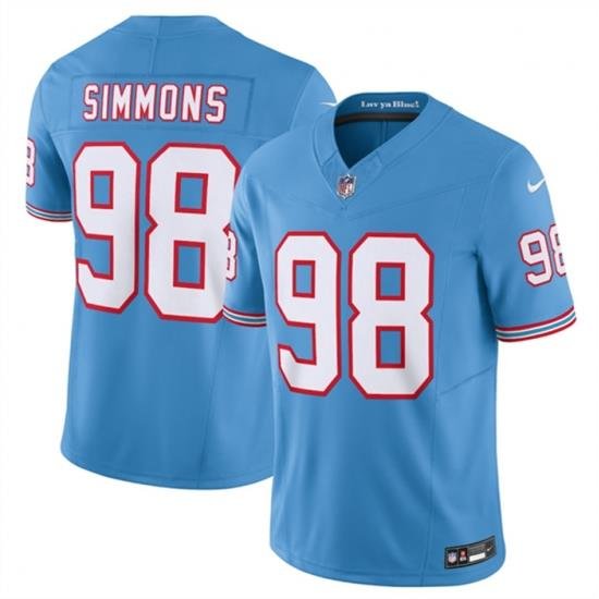 Men Tennessee Titans 98 Jeffery Simmons Light Blue 2023 F U S E  Vapor Limited Throwback Stitched Football Jersey