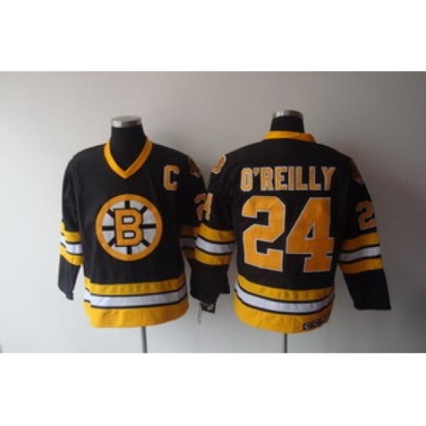 Boston Bruins 24 Terry O'Reilly Authenitc Black Jersey C patch