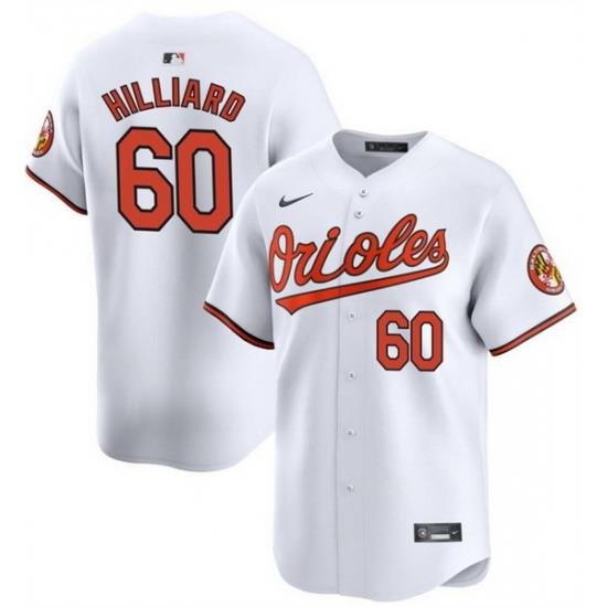 Men Baltimore Orioles 60 Sam Hilliard White Home 2024 Limited Cool Base Stitched Baseball Jersey