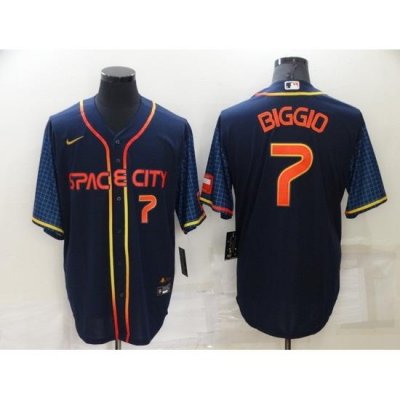 Men Houston Astros 7 Craig Biggio 2022 Navy City Connect Cool Base Stitched Jerse