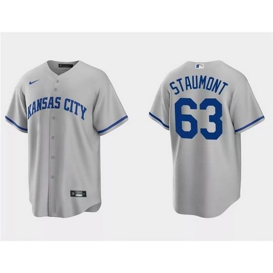 Men Kansas City Royals 63 Josh Staumont Grey Cool Base Stitched Baseball Jersey