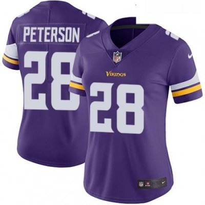 Womens Nike Minnesota Vikings 28 Adrian Peterson Purple Team Color Vapor Untouchable Limited Player NFL Jersey