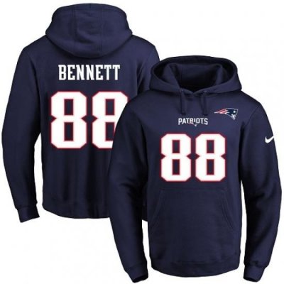 NFL Mens Nike New England Patriots 88 Martellus Bennett Navy Blue Name Number Pullover Hoodie