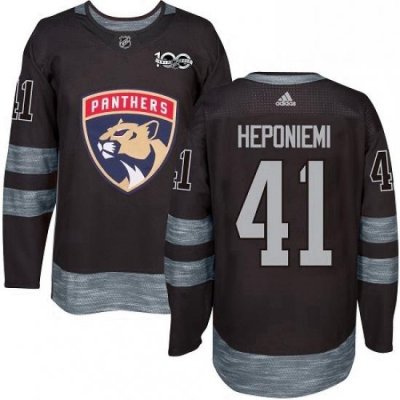 Mens Adidas Florida Panthers 41 Aleksi Heponiemi Premier Black 1917 2017 100th Anniversary NHL Jersey