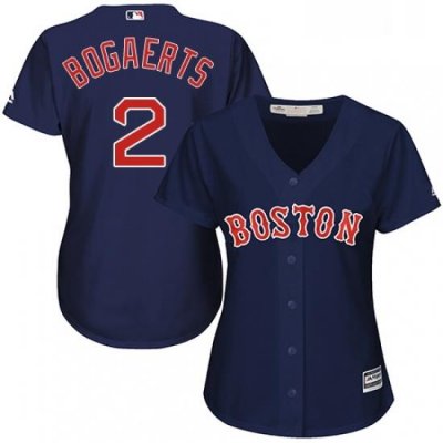 Womens Majestic Boston Red Sox 2 Xander Bogaerts Authentic Navy Blue Alternate Road MLB Jersey