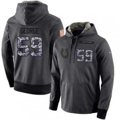 NFL Mens Nike Indianapolis Colts 59 Jeremiah George Stitched Black Anthracite Salute to Service Player Performance Hoodie