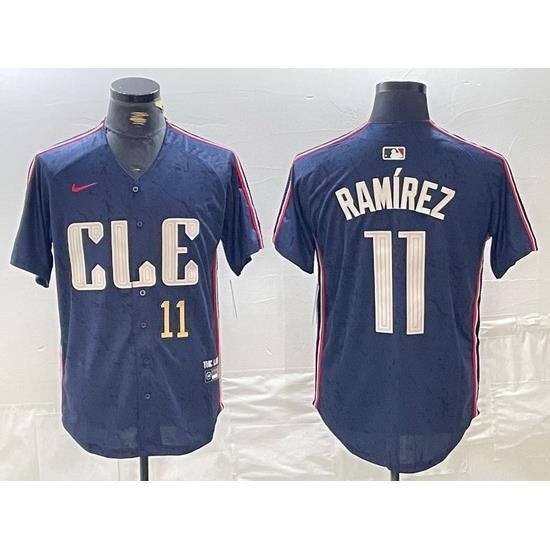 Men Cleveland Guardians 11 Jose Ramirez Navy 2024 City Connect Limited Stitched Baseball Jersey 6