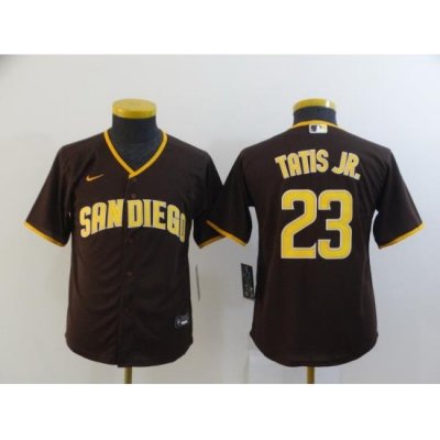 Youth San Diego Padres Fernando Tatis Jr 23 BroWn Nike Cool Base Jersey