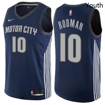 Youth Nike Detroit Pistons 10 Dennis Rodman Swingman Navy Blue NBA Jersey City Edition